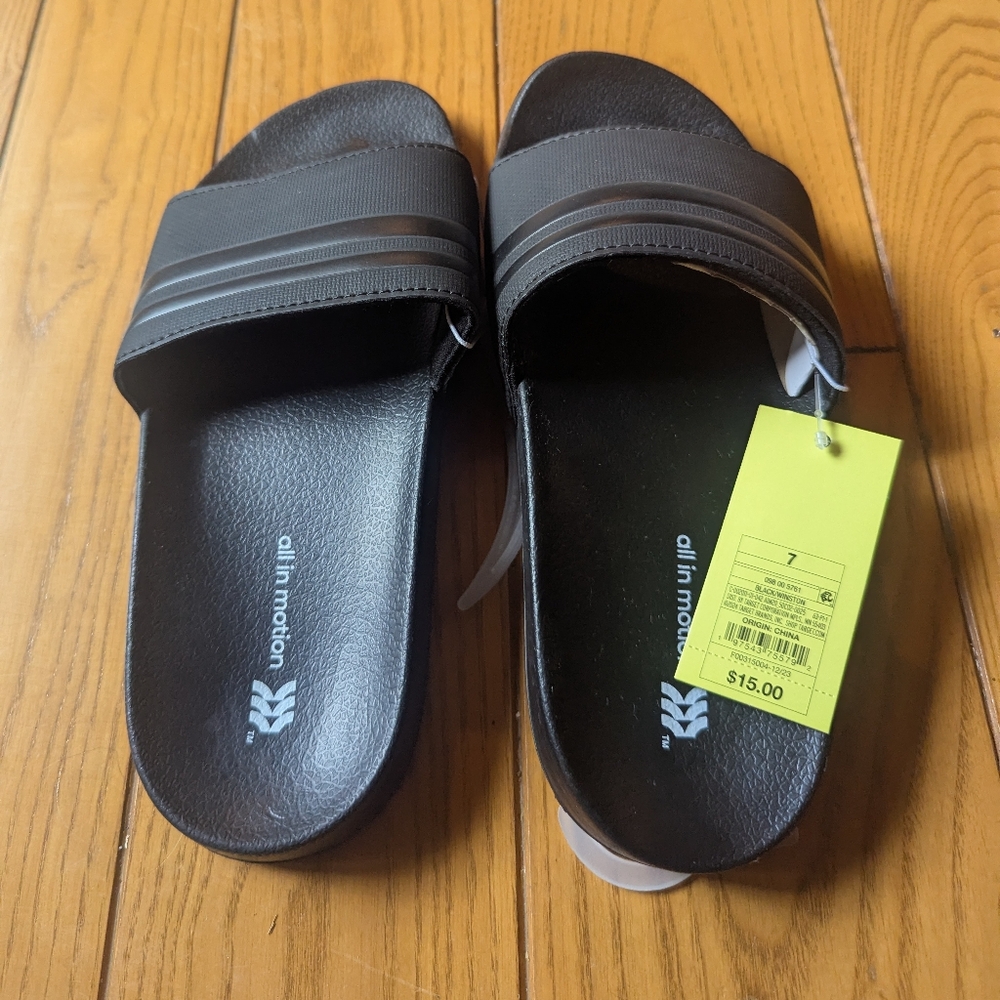 All in Motion Black Slide Sandals